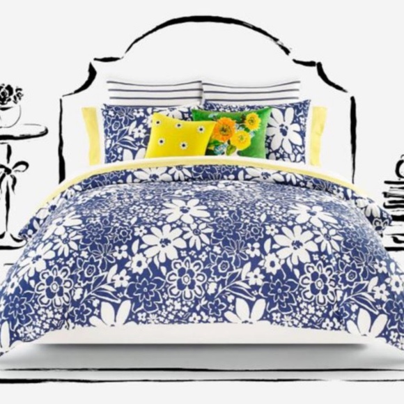 Kate Spade Bedding Ny King Duvet Set In Navy Monaco Floral
